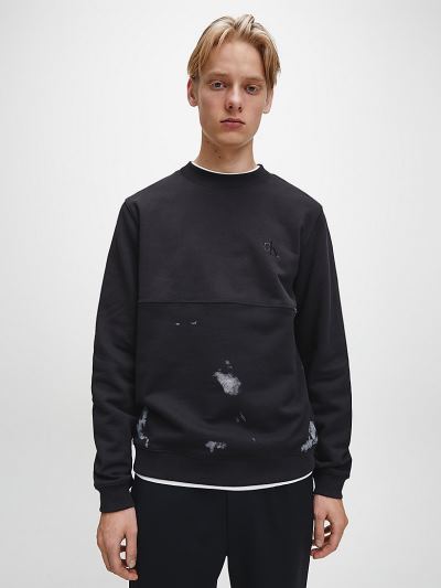 Calvin Klein Ruhák HU085605 | Calvin Klein Cloud Print Férfi Pulóver Fekete